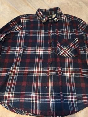 Polly & Esther Women's Plaid Flannel Button-Up Shirt Sz XL  Embellished Collar